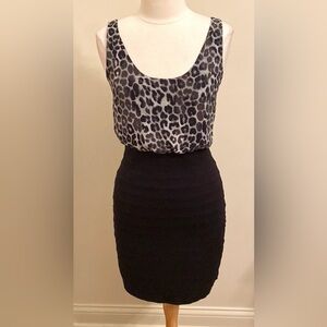 Express Animal Print Black Grey Blousan Sleeveless Bodycon Mini Dress Size Small